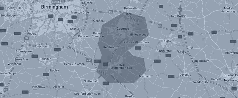 Google Map of Kenilworth, Coventry and Royal Leamington Spa